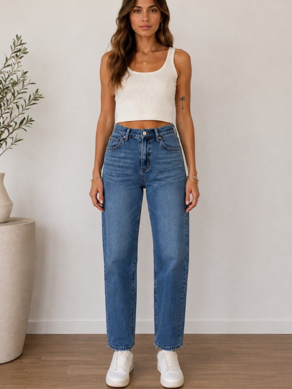 VERVET Women's High Rise Straight Leg Jeans Medium Wash Stretch Denim Size 28